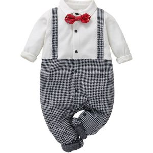 Two-piece Houndstooth Bowtie Jumpsuit