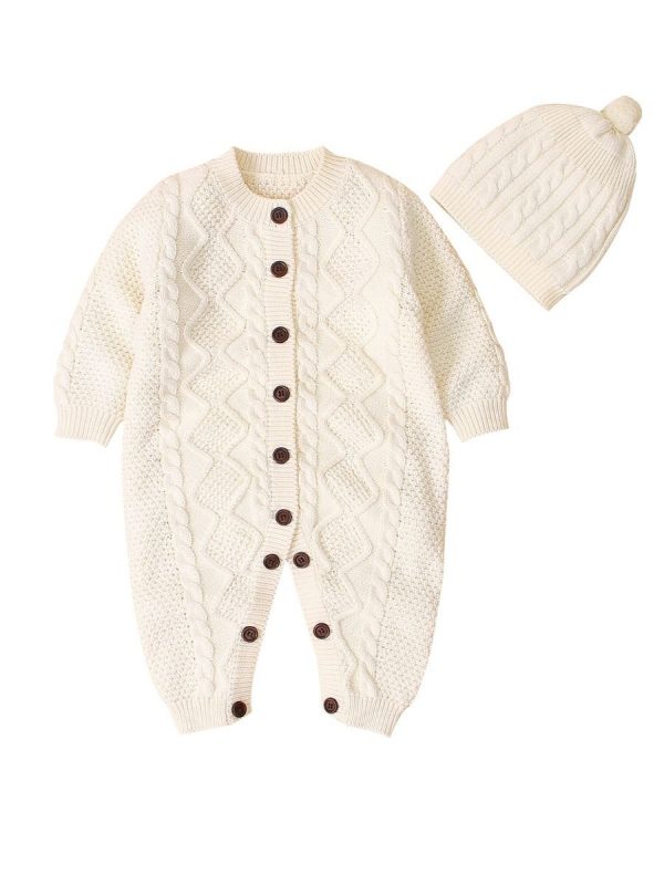 Cable-knit Jumpsuit And Hat Grey & White - Image 2