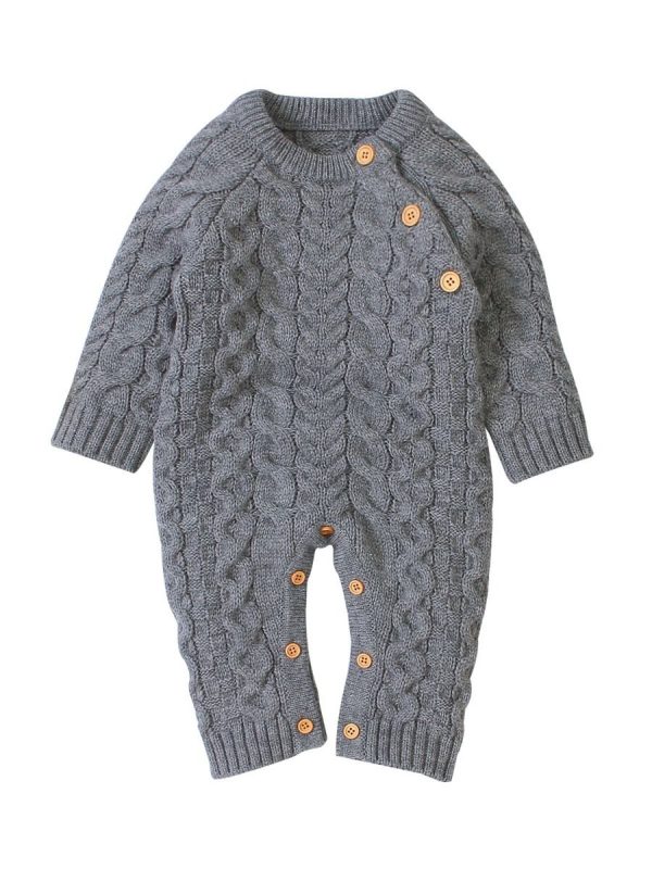 Side Button Cable Knit Jumpsuit - Image 3