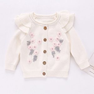 Flower Ruffle Knit Cardigan