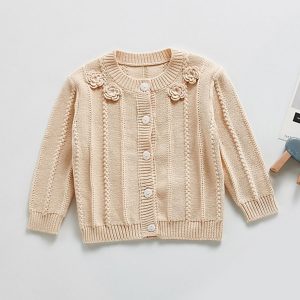 Knitted Cardigan With Flower Detail