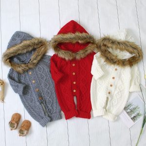 Fur Knit Hooded Jumpsuit