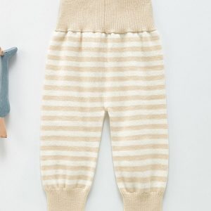 Striped Knit Pants Cream