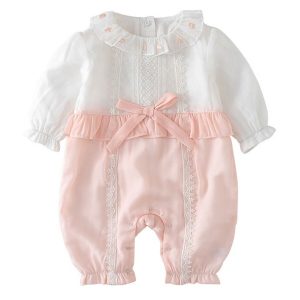 Pink & White Lace Trim Spanish Jumpsuit