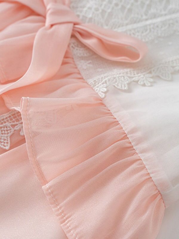 Pink & White Lace Trim Spanish Jumpsuit - Image 2