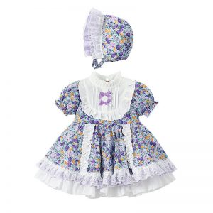 Floral Puff Sleeve Dress & Hat