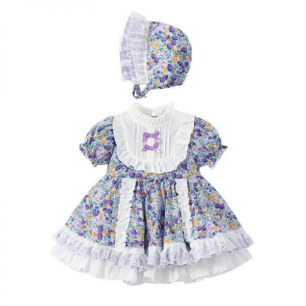 Floral Puff Sleeve Dress & Hat