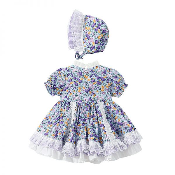 Floral Puff Sleeve Dress & Hat - Image 2