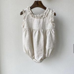 Sleeveless Linen Beige Jumpsuit