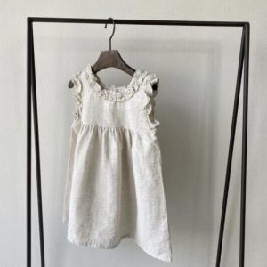Sleeveless Linen Beige Dress