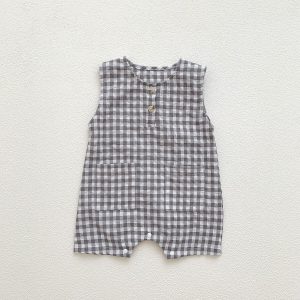 Sleeveless Plaid Romper