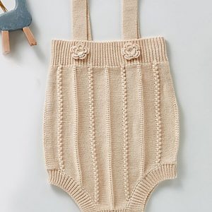 Handmade Knit Flower Suspender Bodysuit