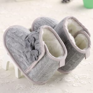 Grey Knit Snow Boots