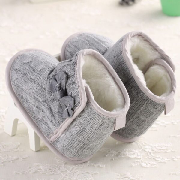 Grey Knit Snow Boots