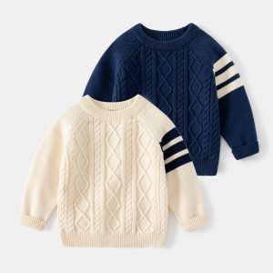 Striped Sleeve Knitted Sweater